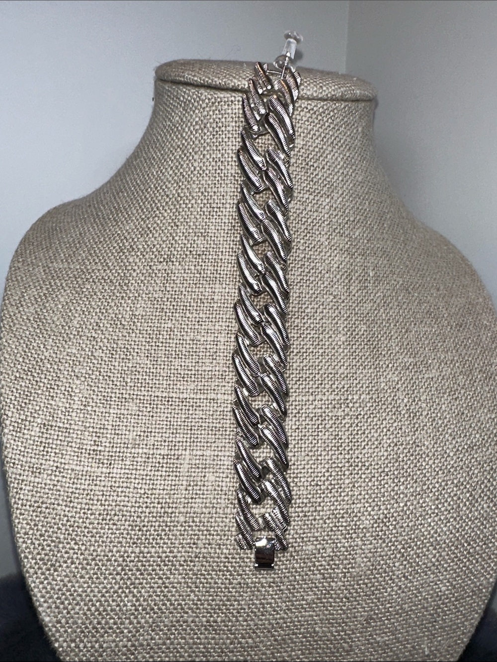 Monet Silver-Tone Sculpted Curb Link Bracelet